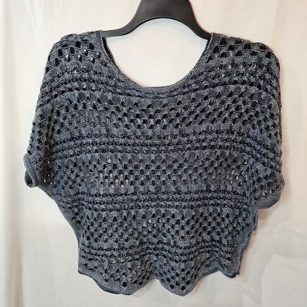 Maurices 100% Cotton Open Knit Dolman Navy Pullover Layering Sweater  Sz M Boho